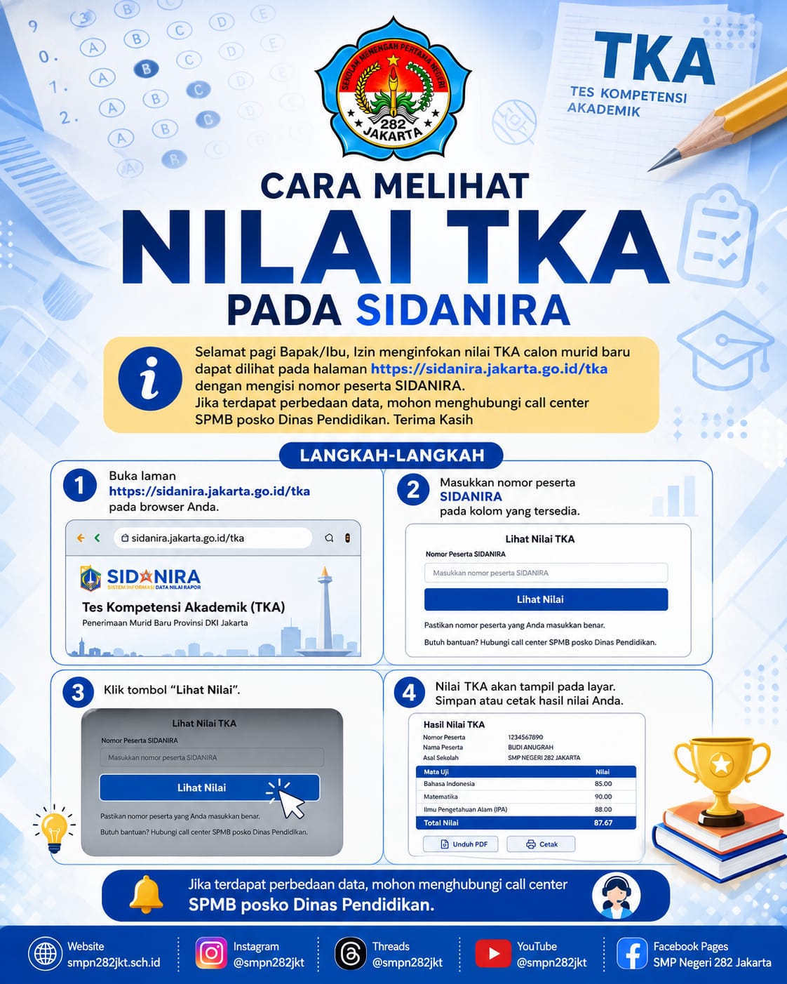 Cara Melihat Nilai TKA Pada SIDANIRA